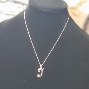 Silver Crystal Initial "T" 10 Inch Fashion Personalized Necklace